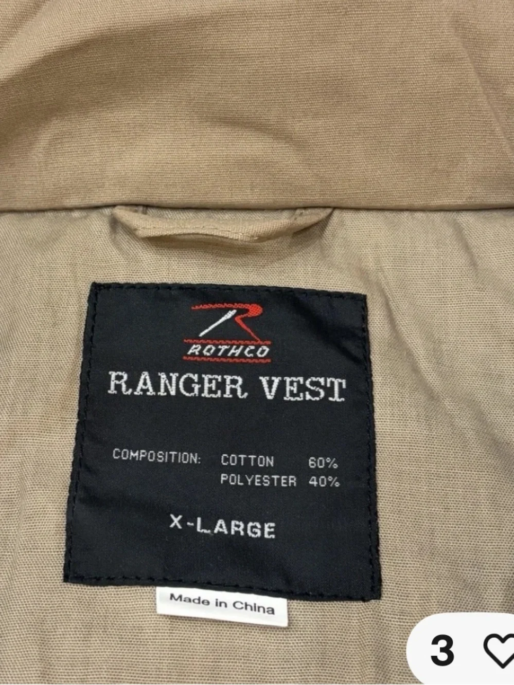 Rothco Men's Tactical Utility Vest - Beige. Size XL